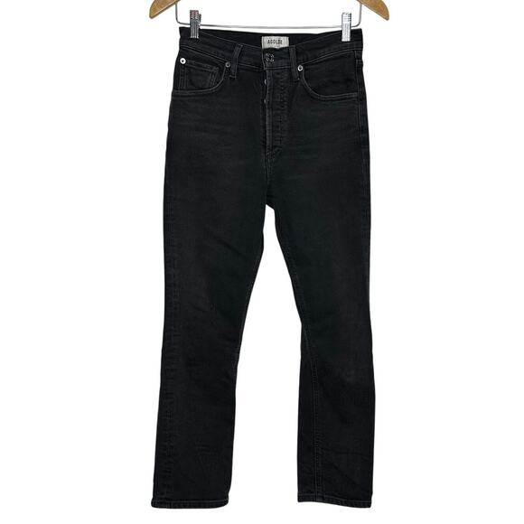 AGOLDE Riley High Rise Straight Crop Jeans in Panoramic Black size 25 - Picture 3 of 8